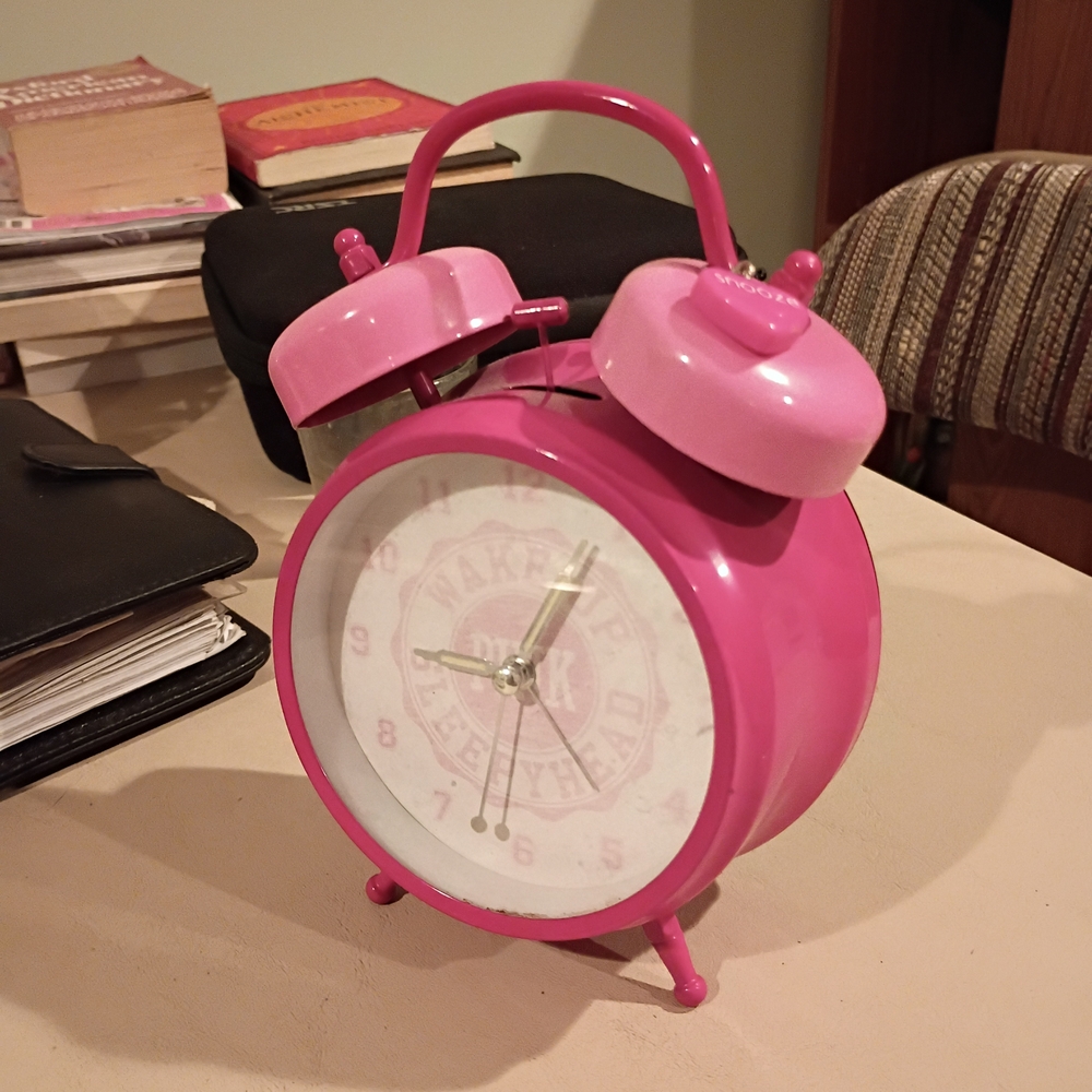 Victoria's Secret Vibrant Pink Twin Bell Clock